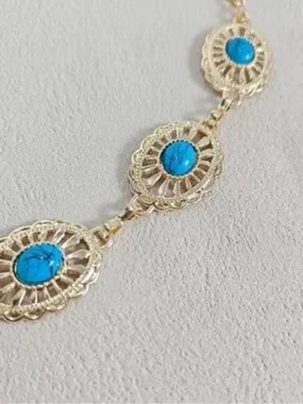 Western Retro Chain Belt with Turquoise womens belt